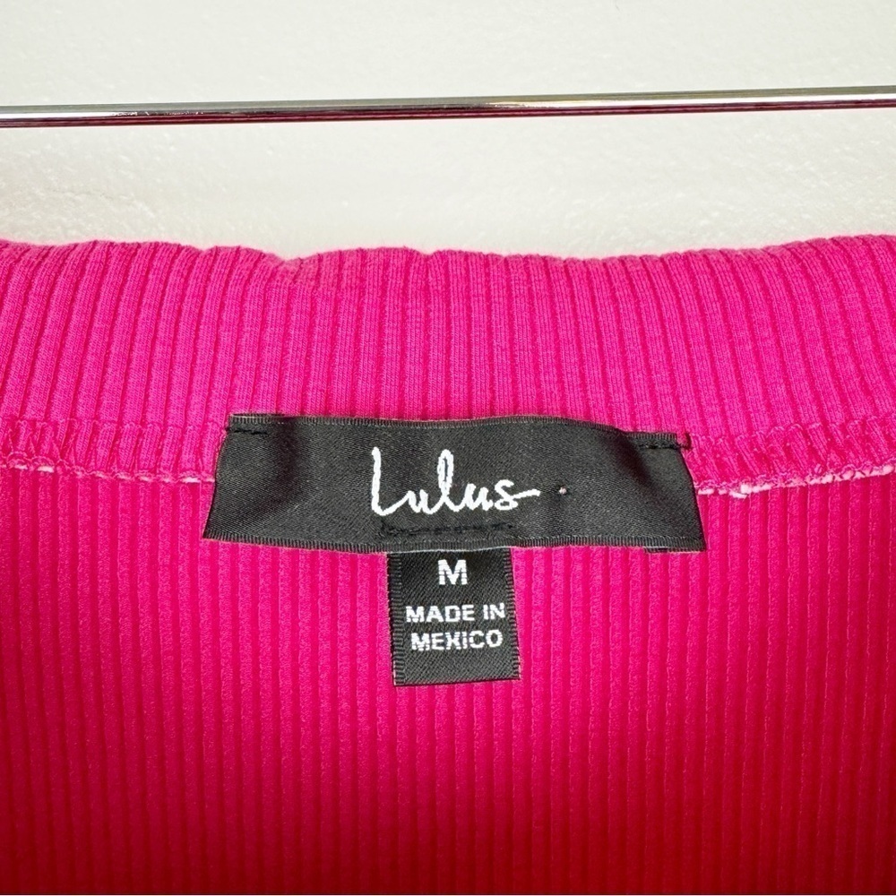 Lulus Ribbed Knit Side Slit High Rise Sweater Midi Skirt Hot Pink Size M - Picture 4 of 5